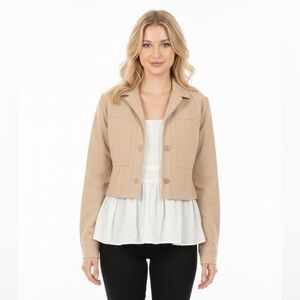 Cropped Utility Jacket in Beige